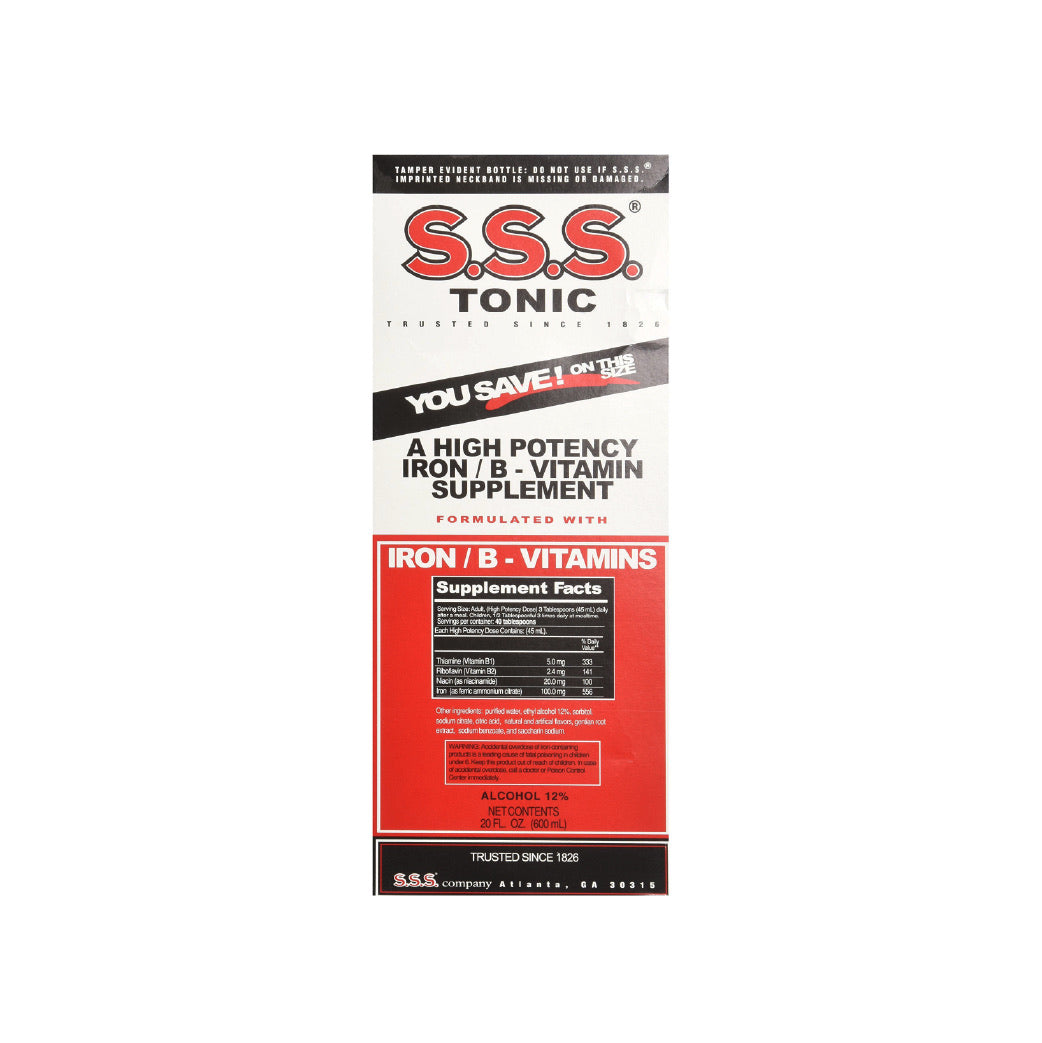 S.S.S. - A High Potency Iron/ B-Vitamin Supplement Tonic | 20oz