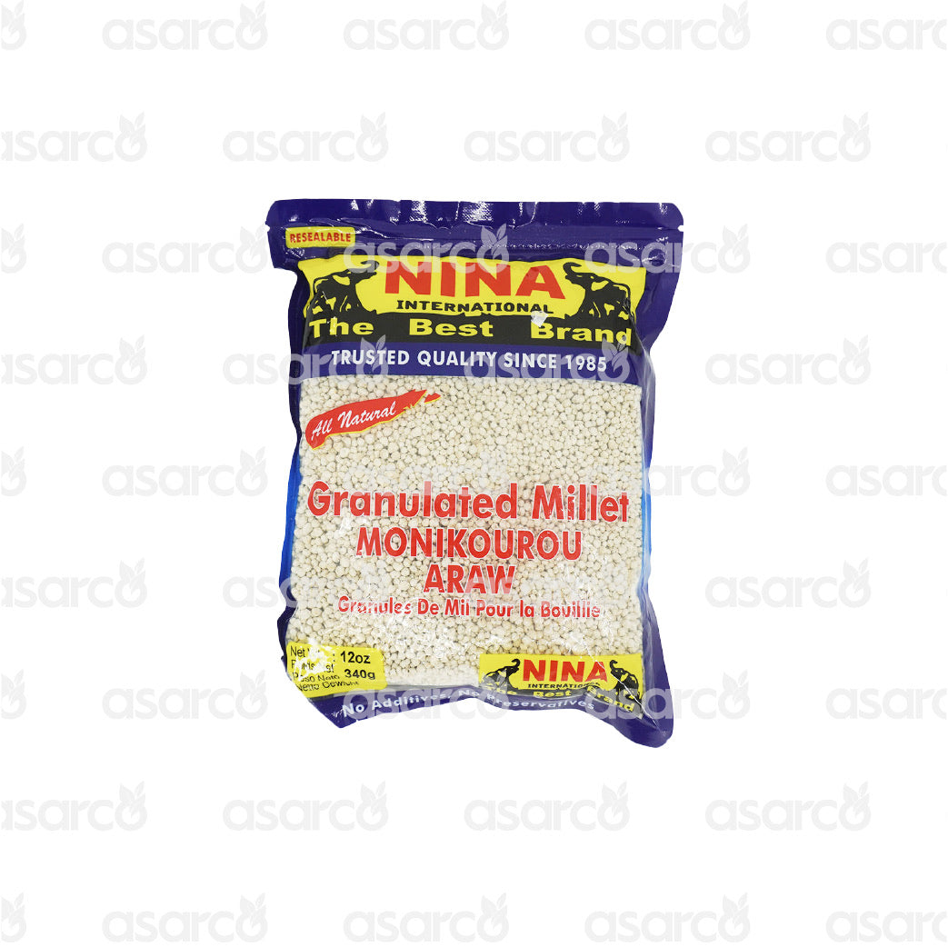 Nina International - Granulated Millet Monikourou Araw, Granules De Mil Pour la Bouillie | 12oz