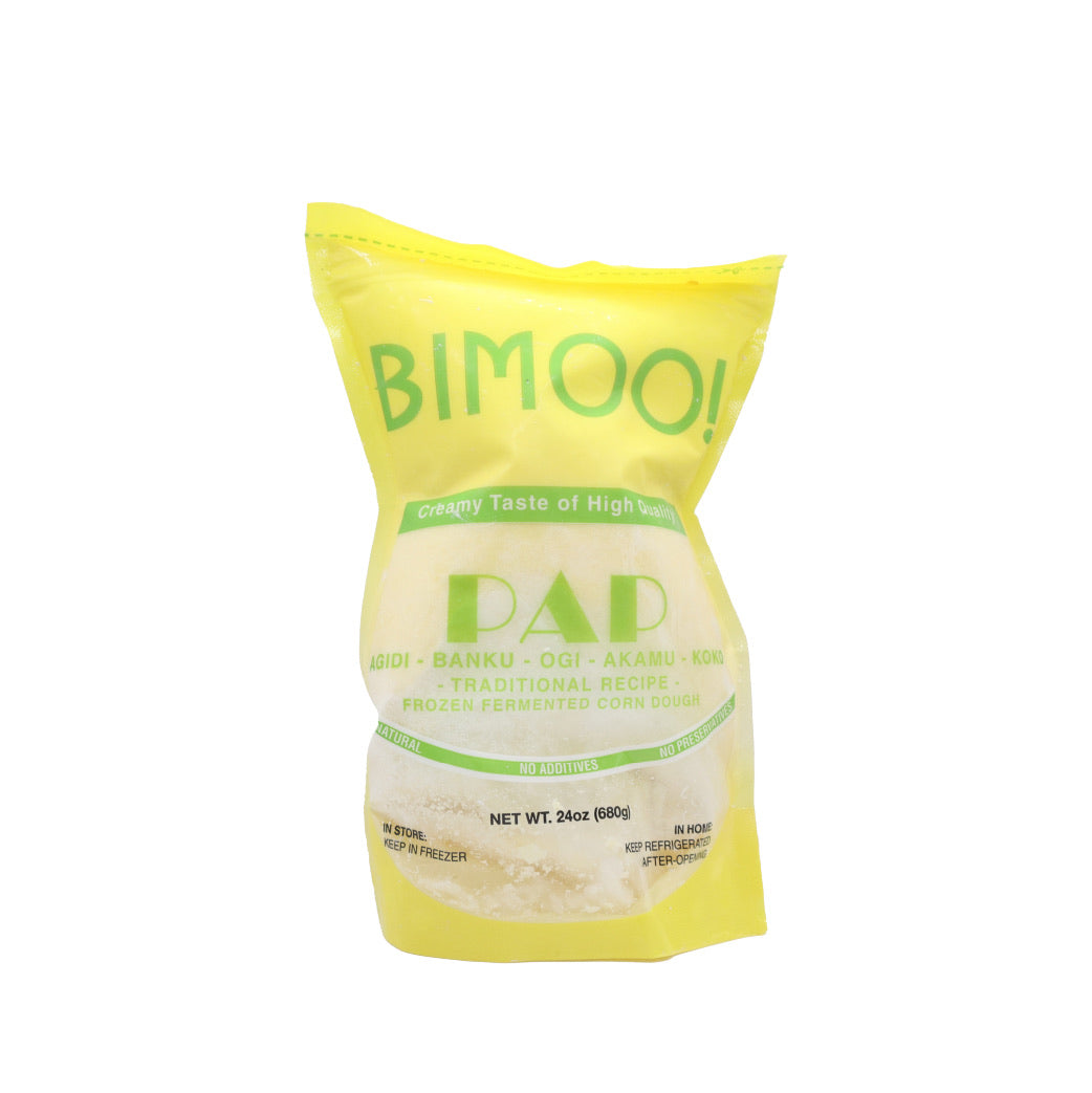 Bimoo! - PAP- Agidi, Banku, Ogi, Akamu, Koko Frozen Fermented Corn Dough (Yellow Package) | 24oz