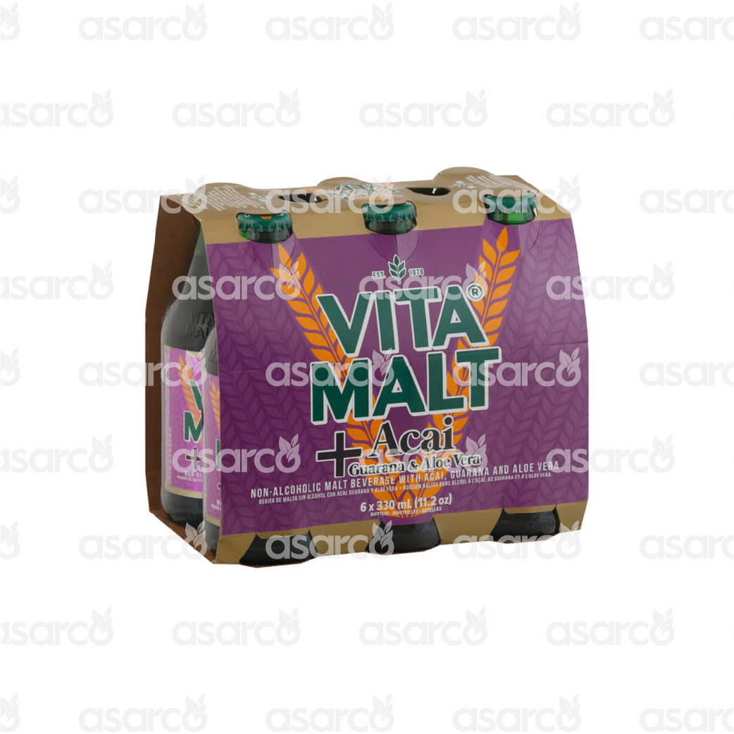 Vita Malt - Non- Alcoholic Malt Beverage- Acai, Guarana & Aloe Vera (Case of 6) | 11.2oz
