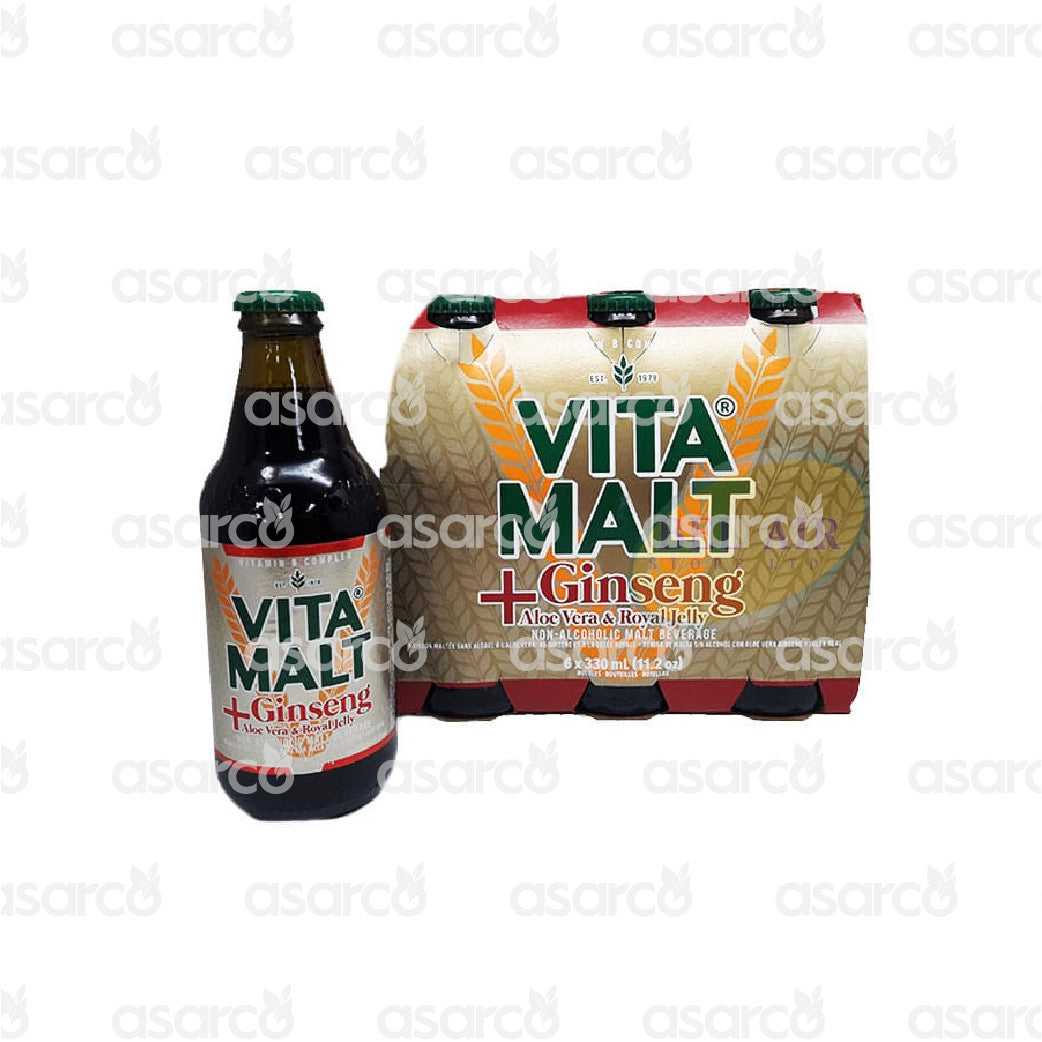 Vita Malt - Non- Alcoholic Malt Beverage- Ginseng, Aloe Vera & Royal Jelly (Case of 6) | 11.2oz